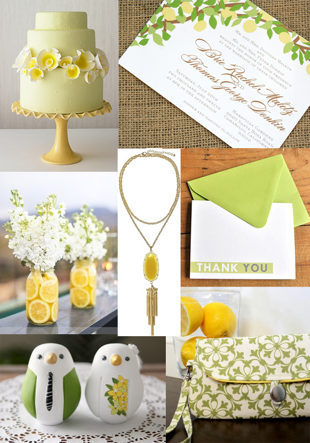 lemon yellow and green wedding colors