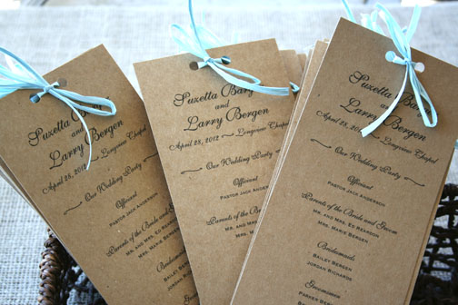 These wedding programs are simple elegant and rustic with an added bonus 